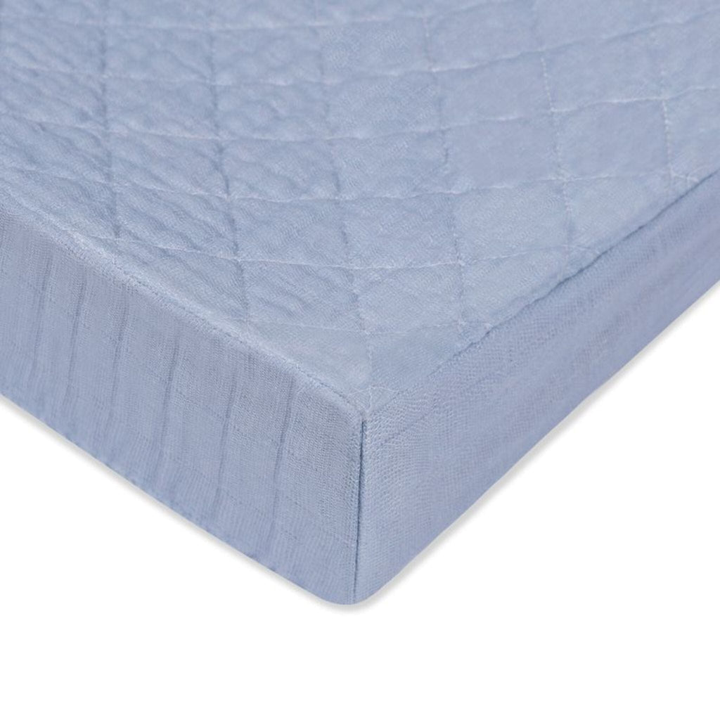 Quilted Changing Pad Cover in GOTS Certified Organic Muslin Cotton | Dewdrop