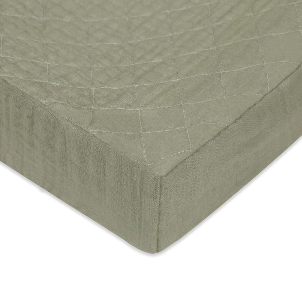 Quilted Changing Pad Cover in GOTS Certified Organic Muslin Cotton | Matcha