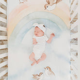 Rainbow and Birds Standard Size Crib Sheet Crib sheets Rookie Humans 