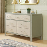 Eloise 7-Drawer Assembled Dresser | French Sage and Performance Sand Eco-Weave Changing Dressers NAMESAKE 