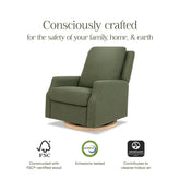 Crewe Recliner and Swivel Glider | Olive Boucle w/Light Wood Base Rocking Chairs NAMESAKE 