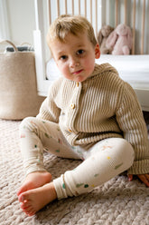 Pima Cotton Knit Waffle Hoody | Oatmeal Sweatshirts Dear Hayden 0-6m 