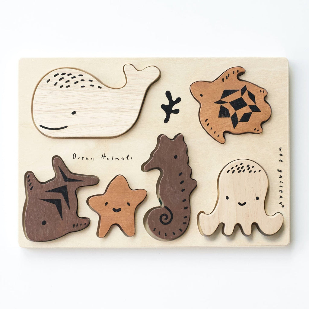 Wooden Tray Puzzle | Ocean Animals (2nd Edition) Games & Puzzles Wee Gallery 