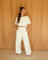 Delilah Bouclé White Pants Jurate Los Angeles 