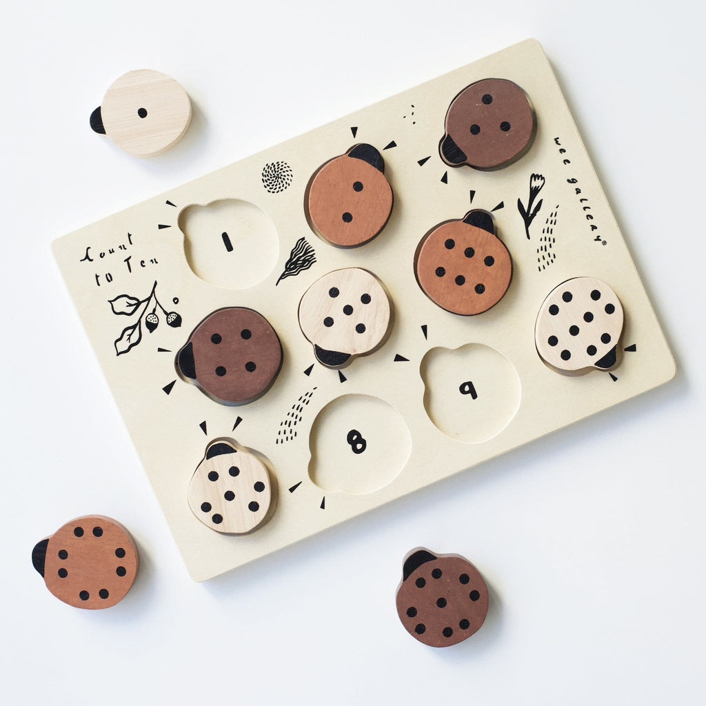 Wooden Tray Puzzle | Count to 10 Ladybugs Games & Puzzles Wee Gallery 