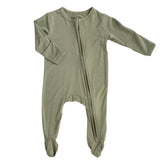 Zippered Footie in Apricot Footies Dear Perli Sage 0-3m 