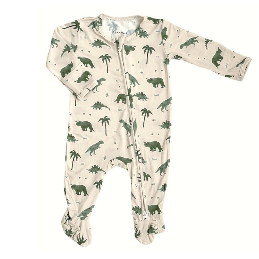 Zippered Footie in Dino-Snores Footies Dear Perli 