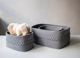 Shiraleah Assorted Set Of 3 Dharma Cotton Rope Organizer Baskets, Grey by Shiraleah Shiraleah 