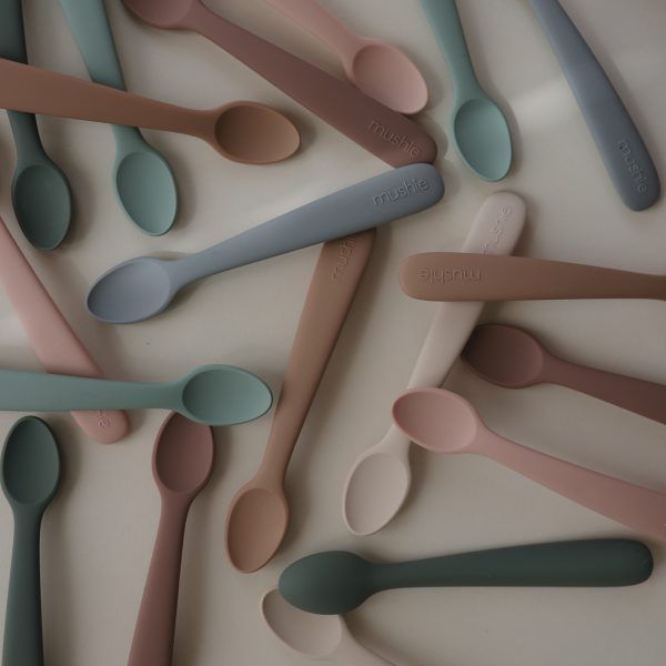 Silicon Feeding Spoons (cambridge Blue/shifting sands) Bedding Mushie 