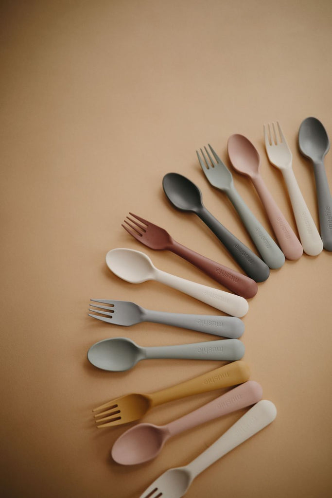 Fork and Spoon Set (Blush) Baby Accessories Mushie 