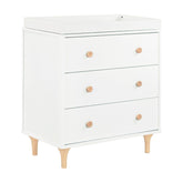 Lolly 3-Drawer Changer Dresser with Removable Changing Tray | White / Natural Babyletto White / Natural S 