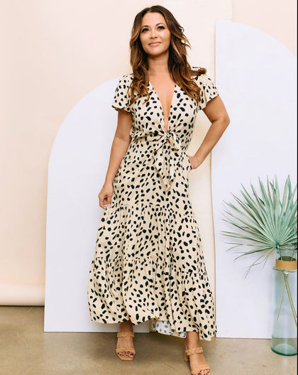 Tie Maxi Dress - Spots Dots | Bohemian Mama - Women's Clothing