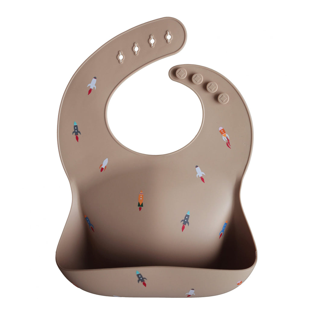 Silicone Baby bib (Rocket Ship) Bedding Mushie 