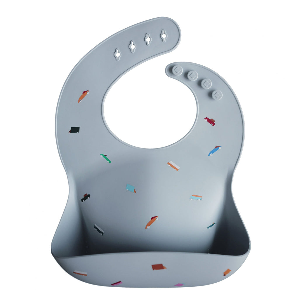 Silicone Baby Bib (Retro Cars) Bedding Mushie 