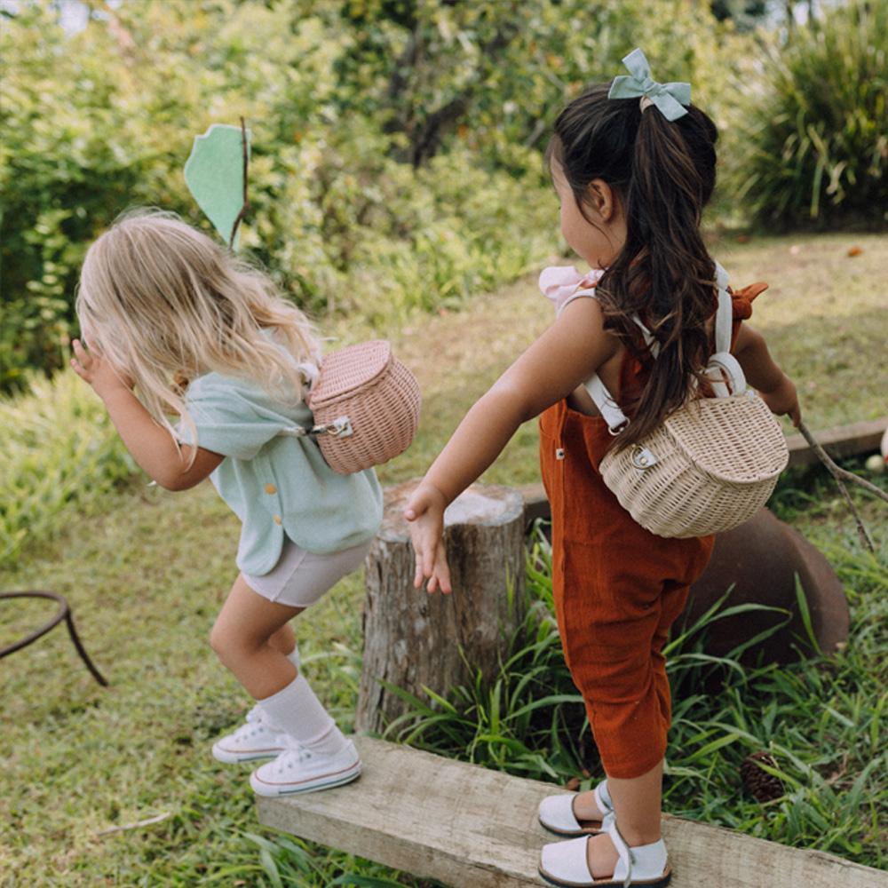 Rattan Backpack for kids. Mini Chari in Straw by Olli Ella