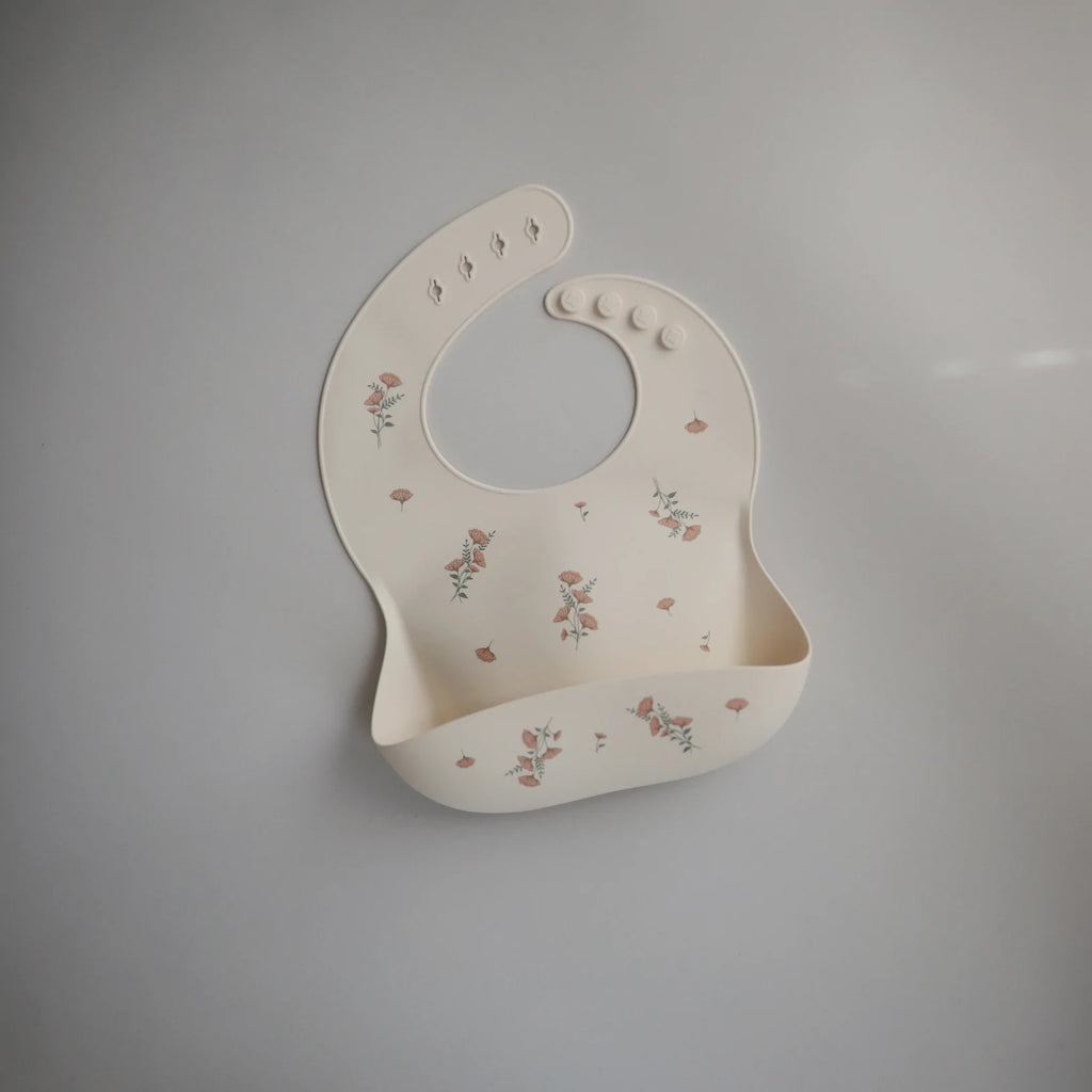 Silicone Baby Bib | Pink Flowers