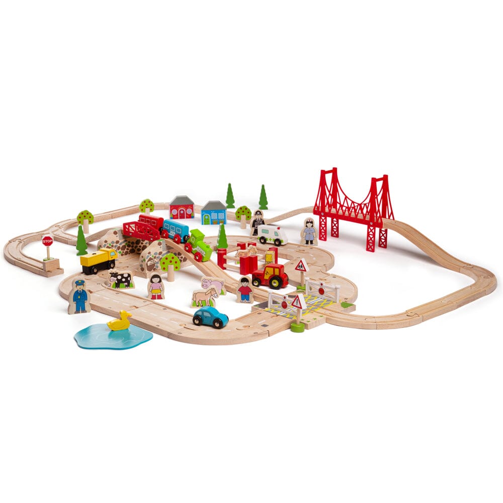 Road & Rail Train Set by Bigjigs Toys US Bigjigs Toys US 