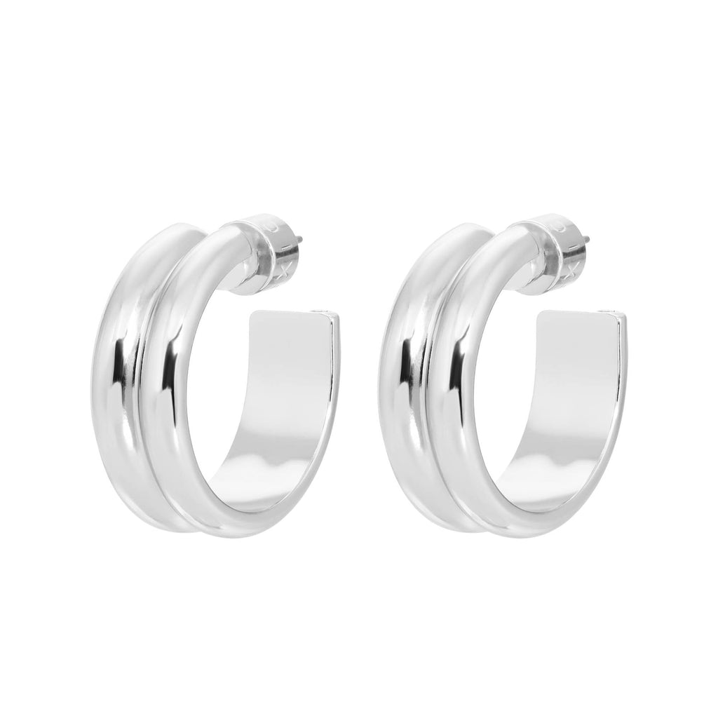 DOUBLE DOMED HOOPS by eklexic eklexic SILVER 