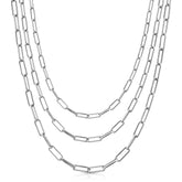 Triple Elongated Link Chain Necklace by eklexic eklexic SILVER 