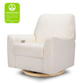 Sunday Power Recliner and Swivel Glider | Chantilly Sherpa with Light Wood Base Rocking Chairs Babyletto 