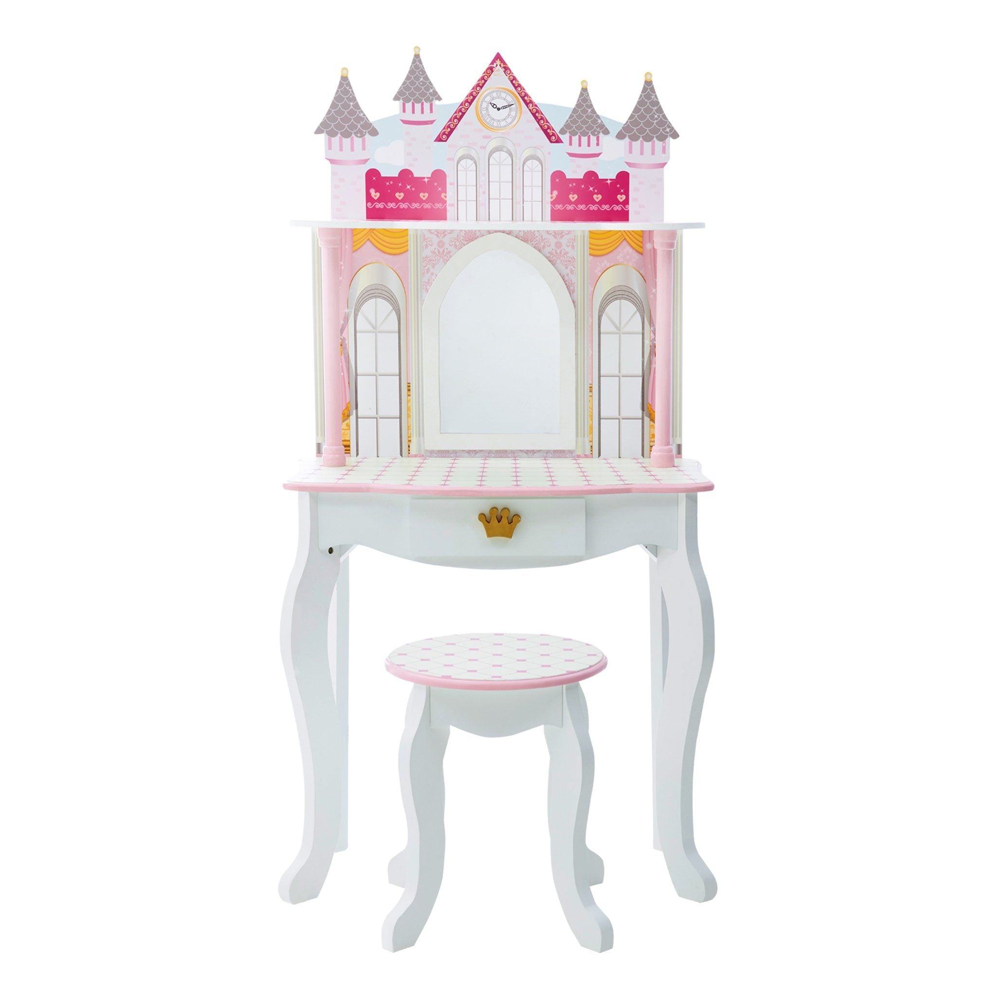 Teamson Kids - Fashion Twinkle Star Prints Gisele Play Vanity Set - Pink / White