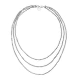 Triple Layer Thin Luciana Box Chain Necklace by eklexic eklexic SILVER 