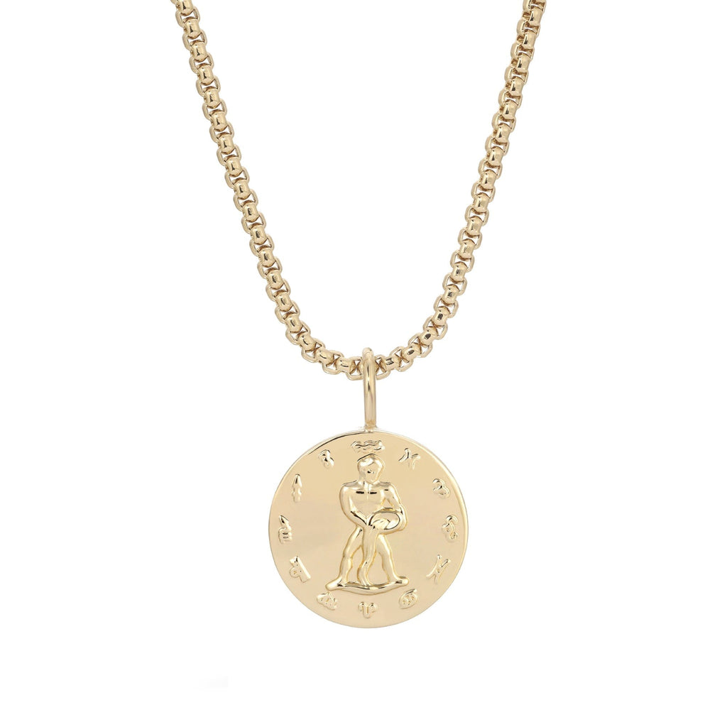 Zodiac Pendant & Thin Box Chain Necklace by eklexic eklexic AQUARIUS 16" 